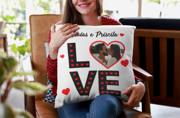 Almofada Personalizada Love com Nome e Foto na PHI Modas e Cia LVNF3